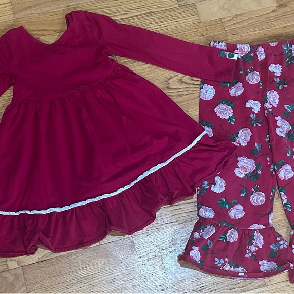 Matilda Jane Other - Matilda Jane Heart to Heart Poinsettia Dress Rosebud Big Ruffle Pant Christmas 8